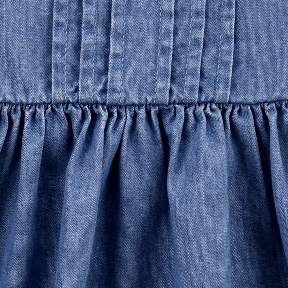 Oshkosh baby B’gosh denim Blue Embroidered baby girl Dress Size 18M - Picture 3 of 4